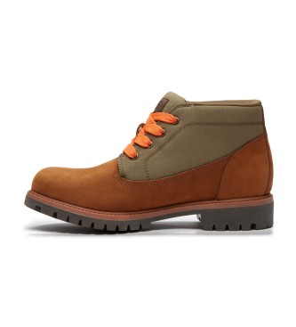 Timberland Brązowe, sznurowane skórzane buty Chukka Premium do połowy łydki