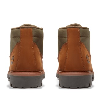 Timberland Brązowe, sznurowane skórzane buty Chukka Premium do połowy łydki