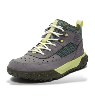 Timberland Szare skórzane sznurowane buty sportowe GreenStride Motion z niską cholewką