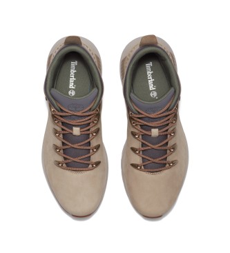 Timberland Sprint Trekker beige mid-top leren sportschoenen met vetersluiting