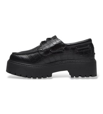 Timberland Stone Street black leather boat shoes