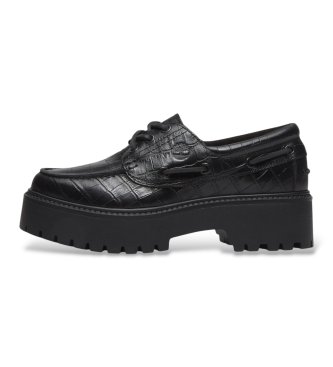 Timberland Stone Street black leather boat shoes