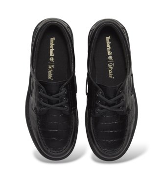 Timberland Stone Street black leather boat shoes