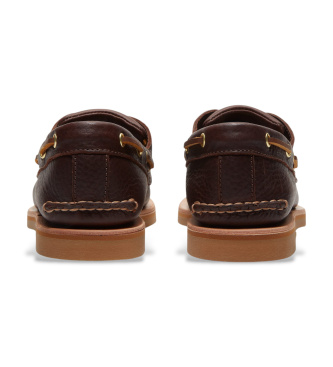Timberland Scarpe da barca in pelle marrone scuro lavorata