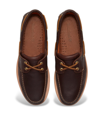 Timberland Scarpe da barca in pelle marrone scuro lavorata