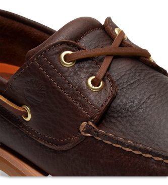 Timberland Scarpe da barca in pelle marrone scuro lavorata