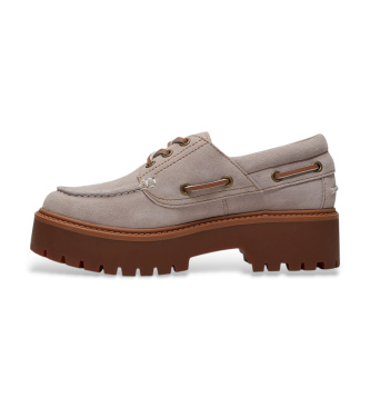 Timberland Stone Street taupe leather boat shoes