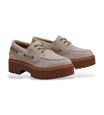 Timberland Stone Street taupe leather boat shoes