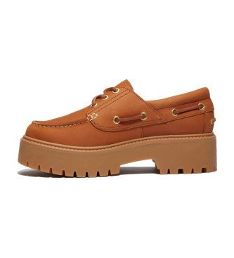 Timberland Sapatos de barco em pele castanha Stone Street