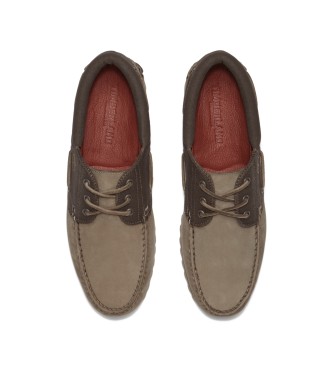 Timberland Autnticos sapatos de barco em pele verde cosidos  mo com 3 ilhs