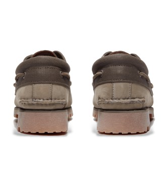 Timberland Autnticos sapatos de barco em pele verde cosidos  mo com 3 ilhs