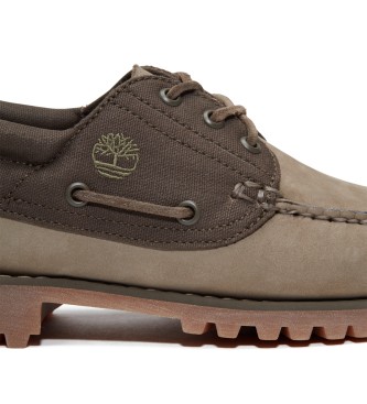 Timberland Autnticos sapatos de barco em pele verde cosidos  mo com 3 ilhs