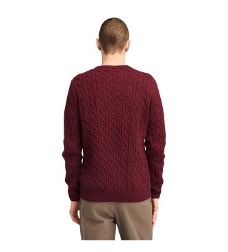 Timberland Phillips Brook maroon ribbed crew neck knit pullover