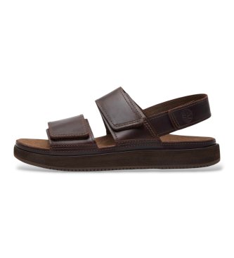 Timberland Skórzane sanda?y z paskiem na pi?cie Casco Cove ciemnobr?zowe