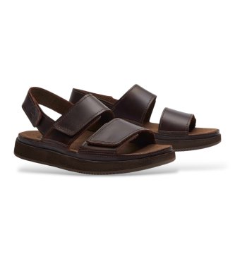 Timberland Skórzane sanda?y z paskiem na pi?cie Casco Cove ciemnobr?zowe