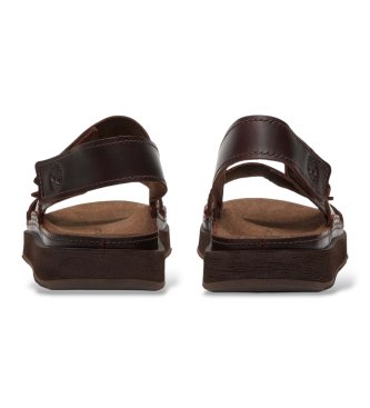 Timberland Skórzane sanda?y z paskiem na pi?cie Casco Cove ciemnobr?zowe