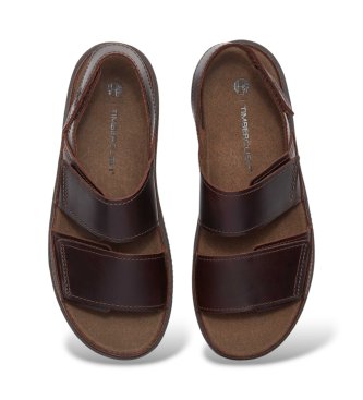 Timberland Skórzane sanda?y z paskiem na pi?cie Casco Cove ciemnobr?zowe