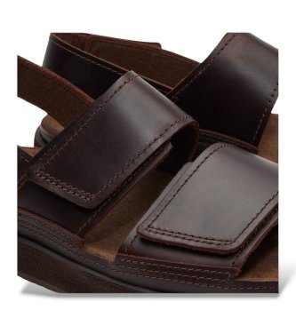 Timberland Skórzane sanda?y z paskiem na pi?cie Casco Cove ciemnobr?zowe