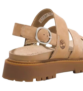 Timberland Clairemont Way Cross Strap beige leather sandals