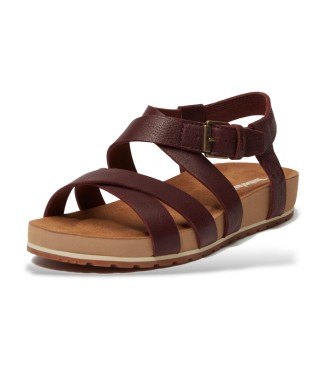 Timberland Malibu Waves burgundy leather sandals