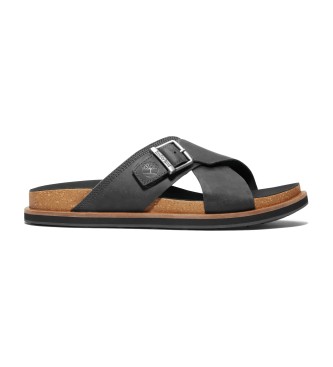 Timberland Amalfi Vibes leren sandalen met gekruiste bandjes zwart