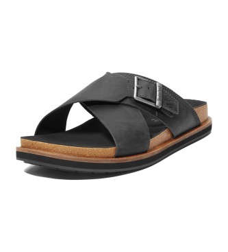 Timberland Amalfi Vibes leren sandalen met gekruiste bandjes zwart