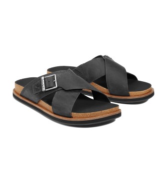 Timberland Amalfi Vibes leren sandalen met gekruiste bandjes zwart