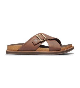 Timberland Amalfi Vibes Sandalen aus braunem Leder mit Kreuzriemen