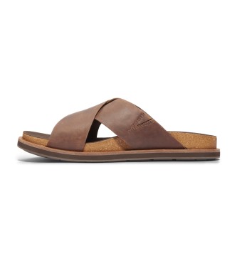 Timberland Amalfi Vibes brown leather cross straps sandals