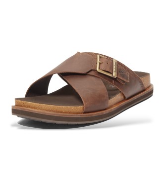 Timberland Amalfi Vibes Sandalen aus braunem Leder mit Kreuzriemen