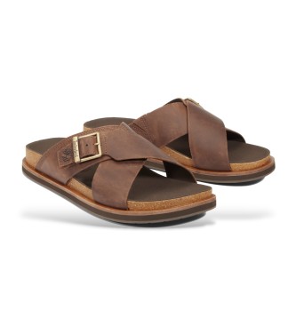 Timberland Amalfi Vibes brown leather cross straps sandals