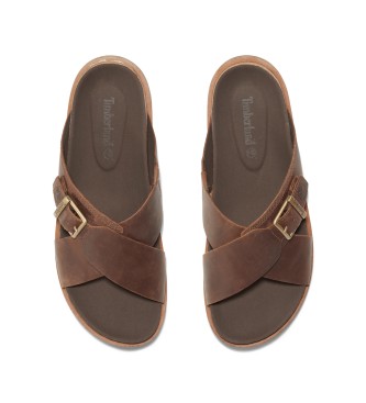 Timberland Amalfi Vibes brune lder-sandaler med krydsremme