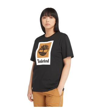 Timberland Unisex-T-Shirt mit vertikalem Logo schwarz