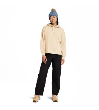 Timberland Beige terry hooded sweatshirt with multi-layer logo