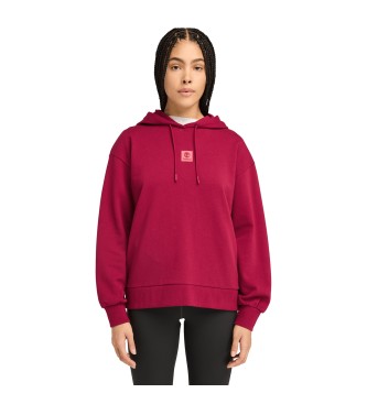Timberland Sudadera de rizo con capucha y logotipo multicapa granate