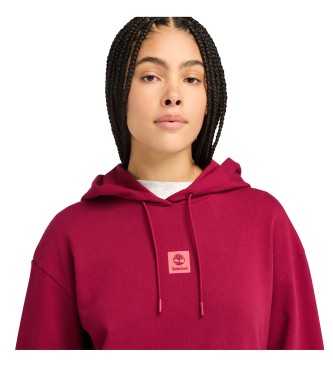 Timberland Sudadera de rizo con capucha y logotipo multicapa granate