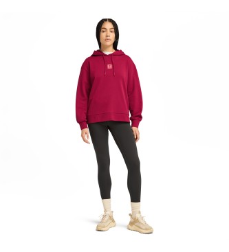 Timberland Sudadera de rizo con capucha y logotipo multicapa granate