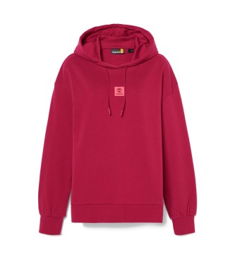 Timberland Sudadera de rizo con capucha y logotipo multicapa granate