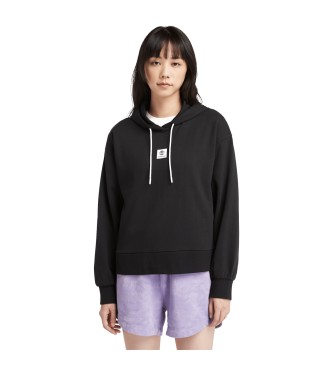 Timberland Sweatshirt i frott med htte og flerlagslogo, sort