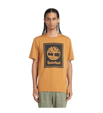 Timberland STACK LOGO korte mouw T-shirt WHEAT BOOT/BLACK