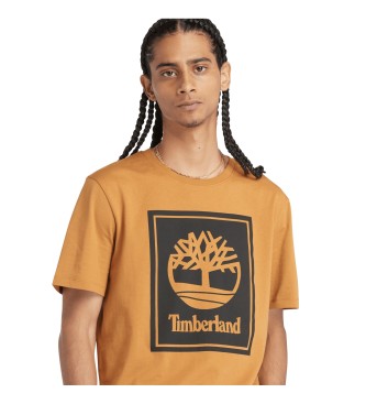 Timberland STACK LOGO korte mouw T-shirt WHEAT BOOT/BLACK