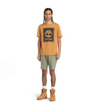 Timberland STACK LOGO korte mouw T-shirt WHEAT BOOT/BLACK