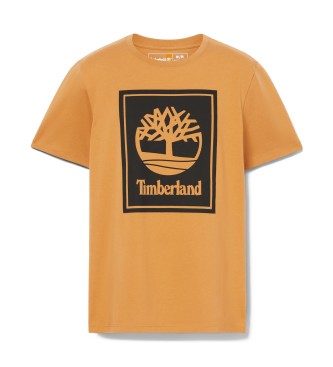 Timberland STACK LOGO korte mouw T-shirt WHEAT BOOT/BLACK