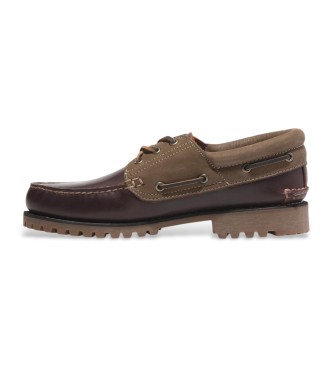 Timberland Authentiques chaussures de bateau en cuir marron