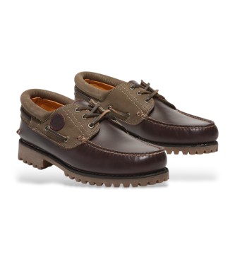 Timberland Authentiques chaussures de bateau en cuir marron