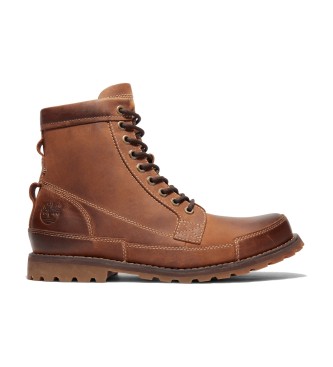 Timberland Botas de couro castanhas Originals de cano mdio com atacadores