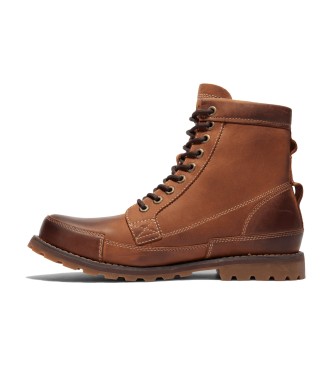 Timberland Botas de couro castanhas Originals de cano mdio com atacadores