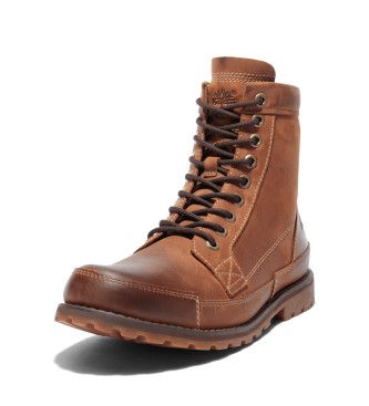 Timberland Botas de couro castanhas Originals de cano mdio com atacadores