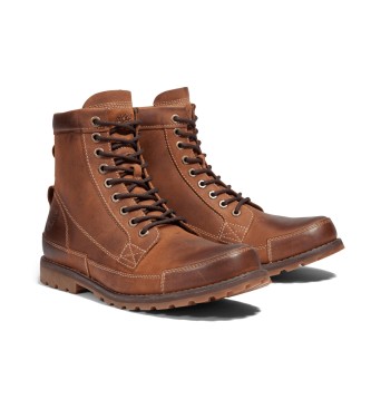 Timberland Botas de couro castanhas Originals de cano mdio com atacadores