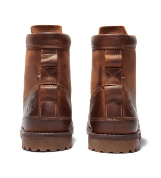 Timberland Botas de couro castanhas Originals de cano mdio com atacadores